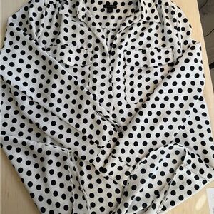 Ann Taylor Black and White Polka Dot Top